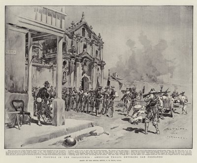 The Trouble in the Philippines, American Troops entering San Fernando by Charles Edwin Fripp